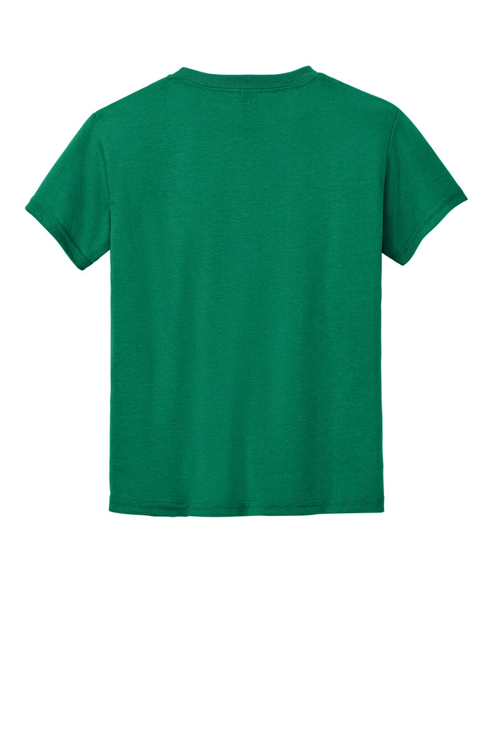 Rear View of Kelly Green Gildan Youth DryBlend 50 Cotton/50 Poly T-Shirt. 8000B