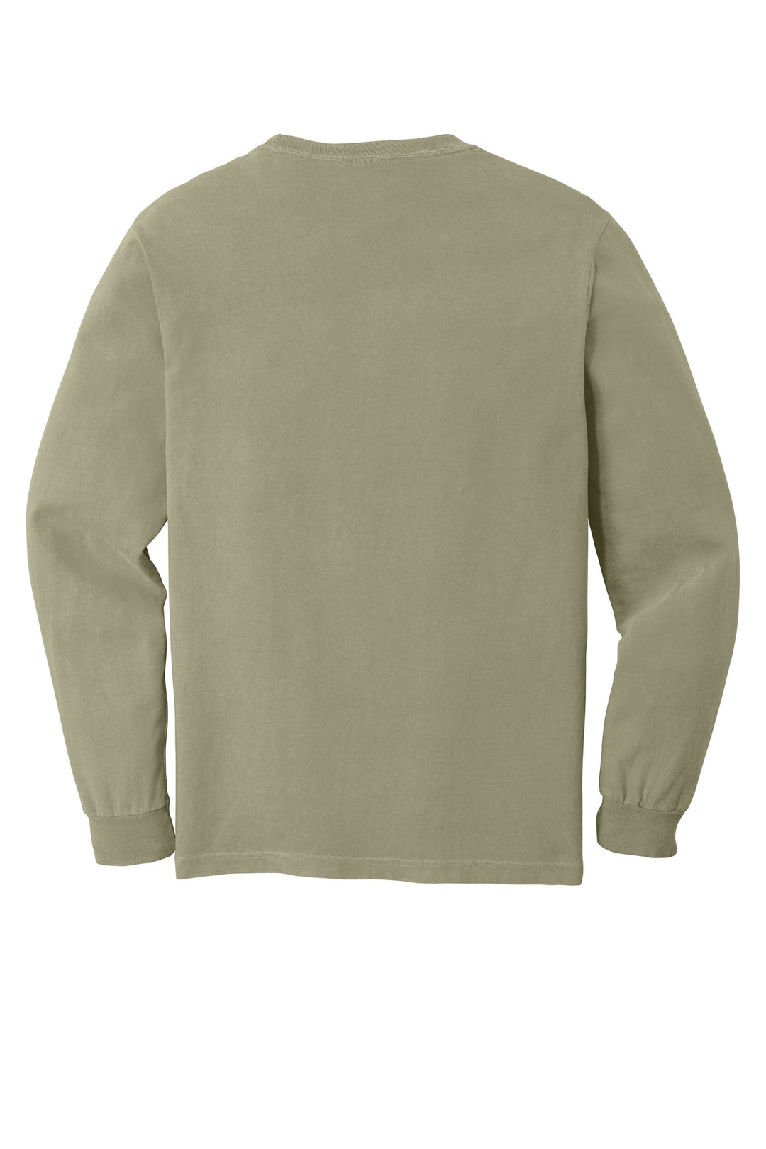 Rear View of Khaki COMFORT COLORS Heavyweight Ring Spun Long Sleeve Tee. 6014