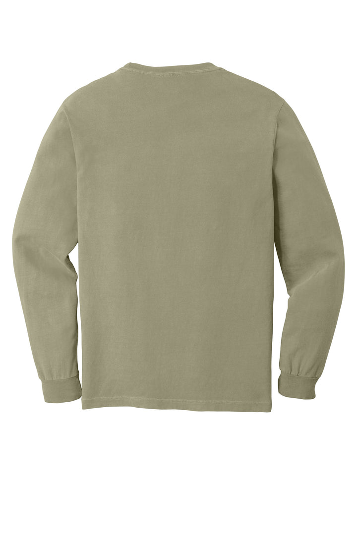 Rear View of Khaki COMFORT COLORS Heavyweight Ring Spun Long Sleeve Tee. 6014