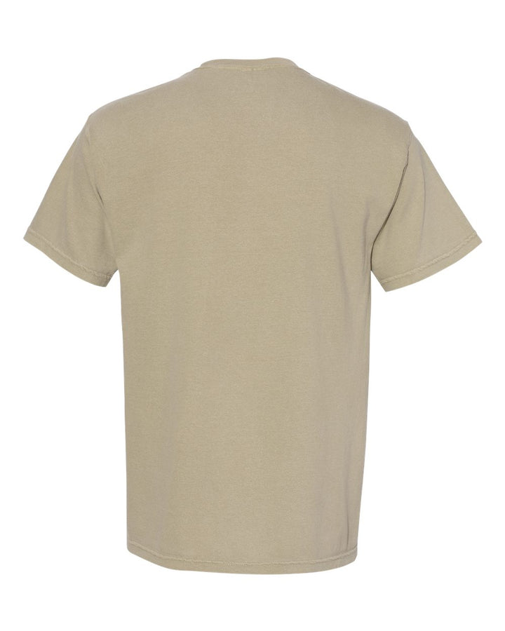 Rear View of Khaki Garment-Dyed Heavyweight Pocket T-Shirt - 6030