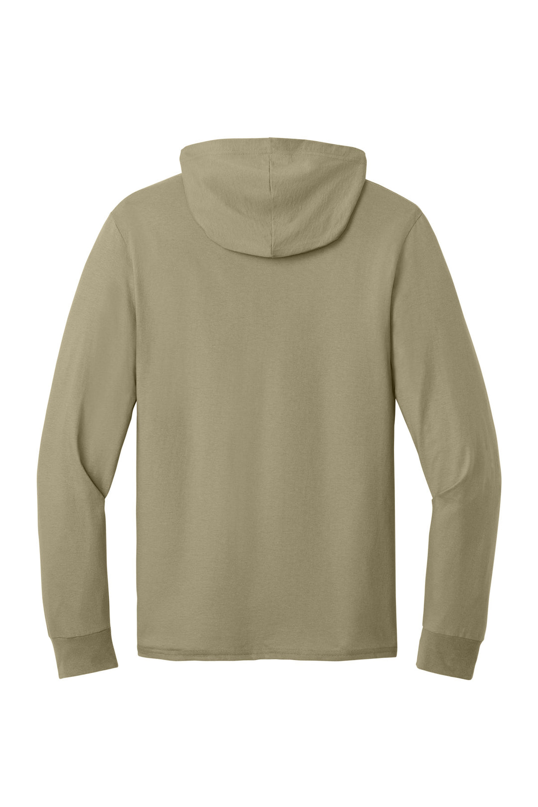 Rear View of Khaki Jerzees Classics Unisex Cotton Long Sleeve Hooded T-Shirt 363LH