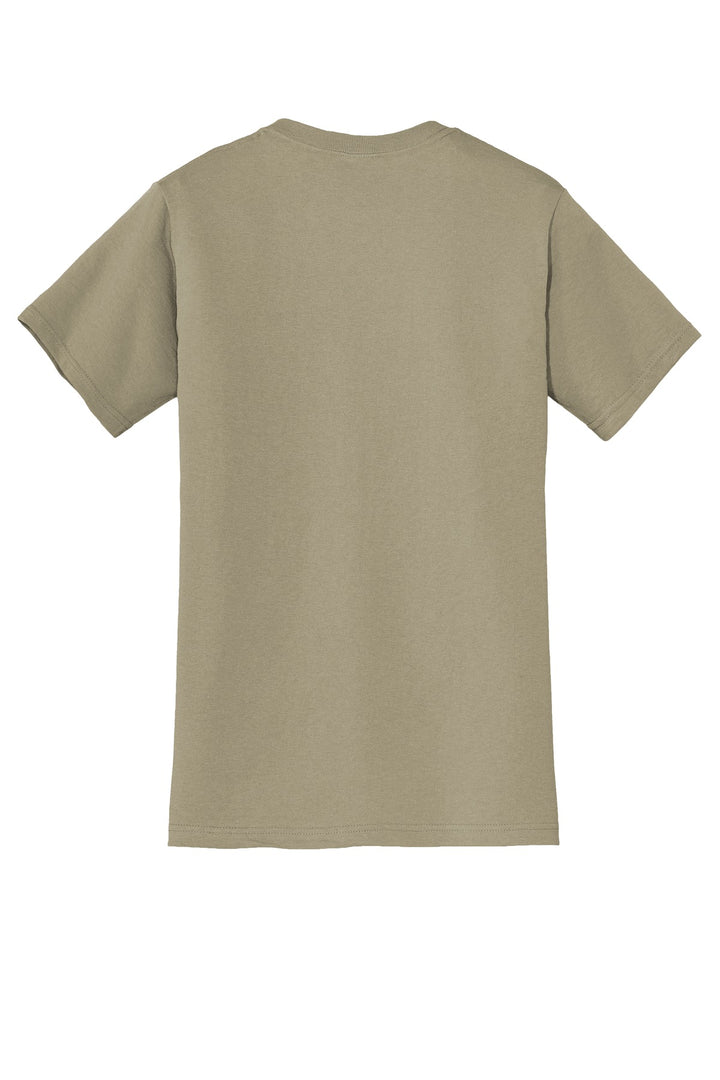 Rear View of KHAKI Jerzees - Dri-Power 50/50 Cotton/Poly Pocket T-Shirt. 29MP