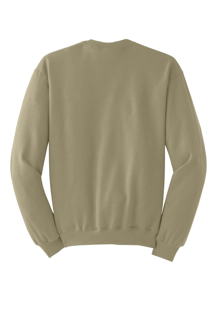 Rear View of Khaki Jerzees - NuBlend Crewneck Sweatshirt. 562M