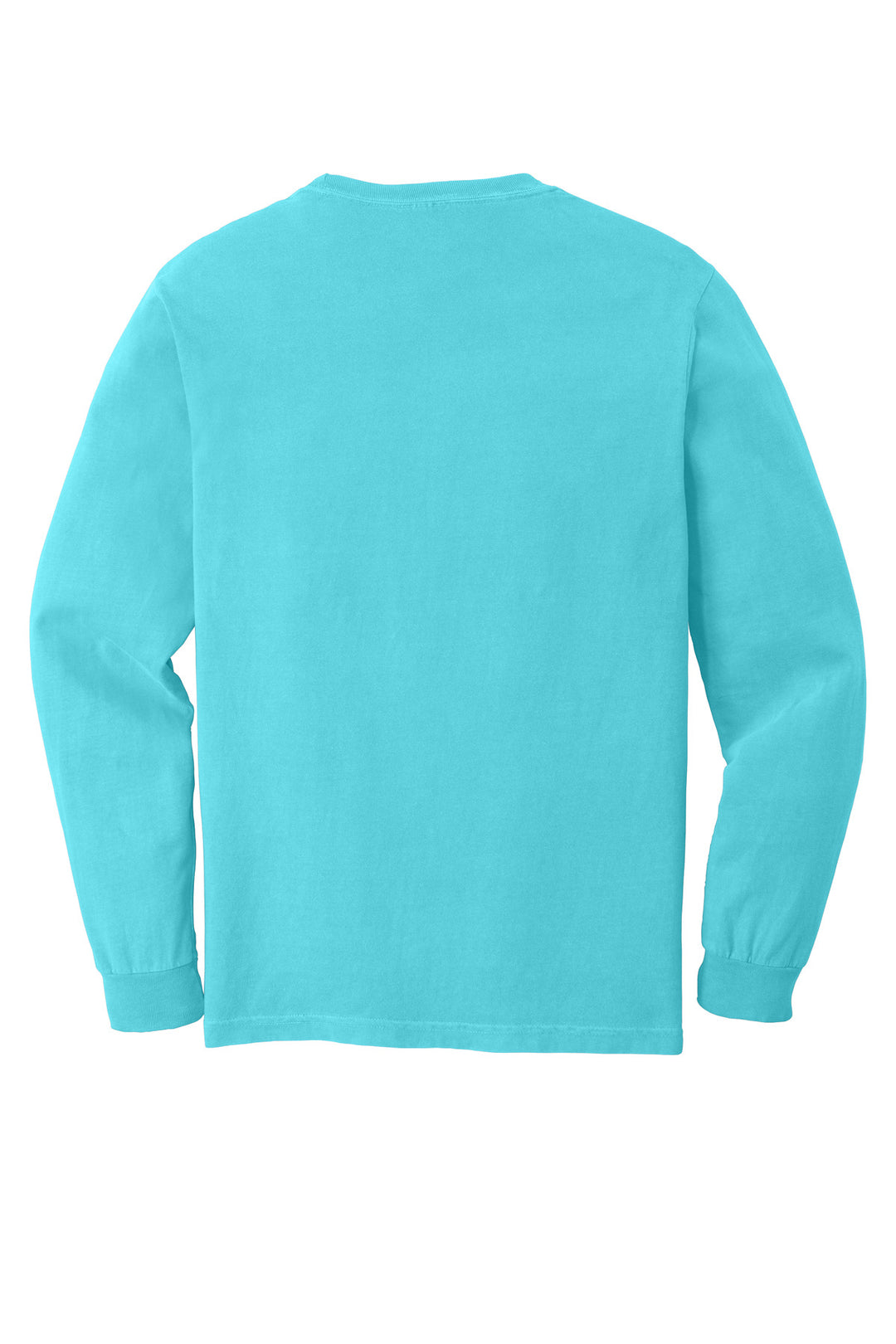 Rear View of Lagoon COMFORT COLORS Heavyweight Ring Spun Long Sleeve Pocket Tee. 4410