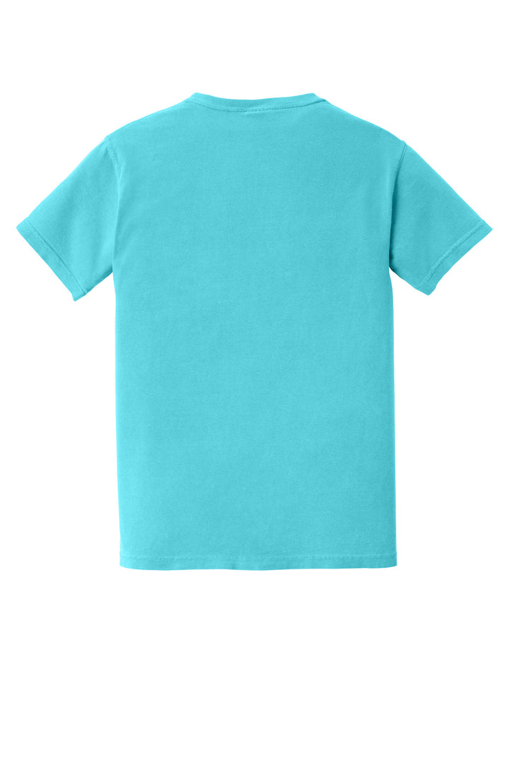 Rear View of Lagoon COMFORT COLORS Heavyweight Ring Spun Pocket Tee. 6030