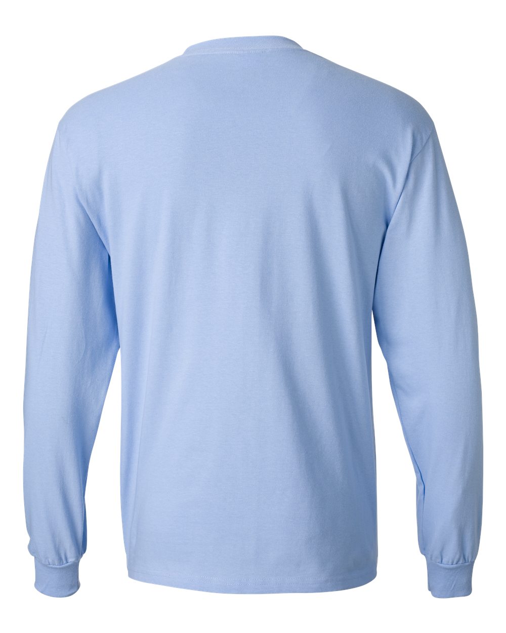 Rear View of Light Blue Beefy-T® Long Sleeve T-Shirt - 5186