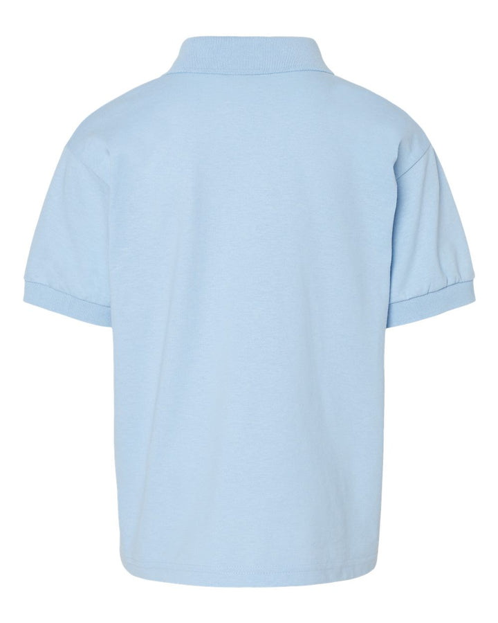 Rear View of Light Blue DryBlend® Youth Jersey Polo - 8800B