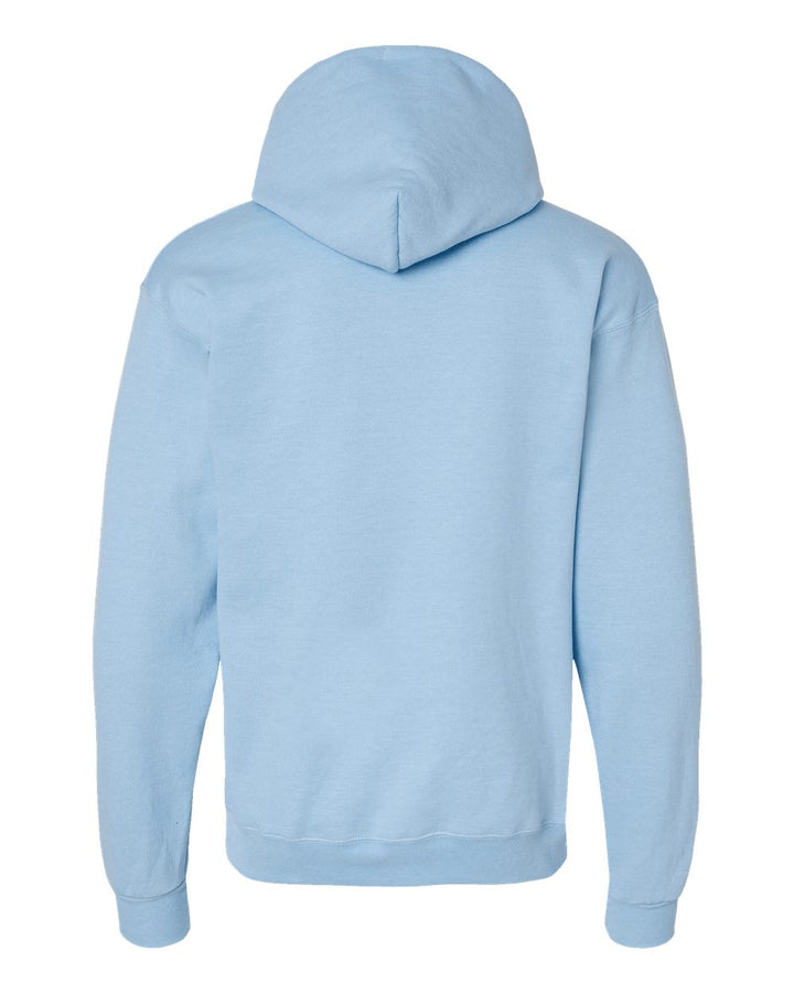 Rear View of Light Blue Ecosmart® Hooded Sweatshirt - P170