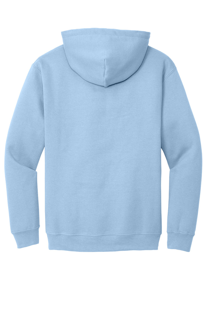 Rear View of Light Blue Gildan - Heavy Blend Hooded Sweatshirt. 18500