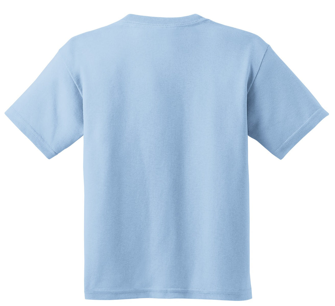 Rear View of Light Blue Gildan - Youth Heavy Cotton 100% Cotton T-Shirt. 5000B