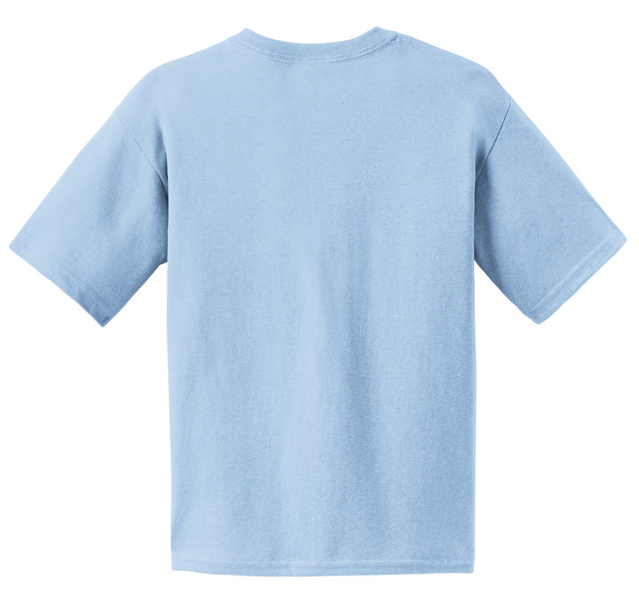 Rear View of Light Blue Gildan - Youth Ultra Cotton 100% US Cotton T-Shirt. 2000B