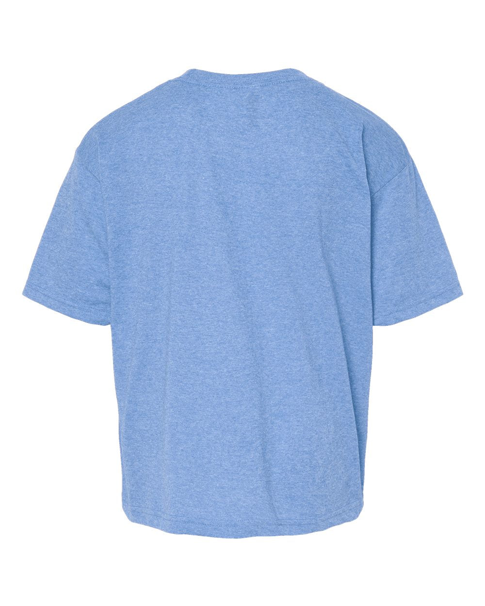 Rear View of Light Blue Heather Youth Gold Soft Touch T-Shirt - 4850