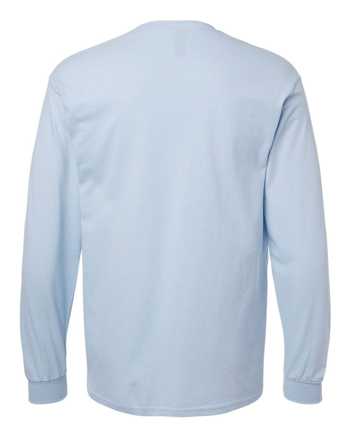 Rear View of Light Blue Heavy Cotton™ Long Sleeve T-Shirt - 5400