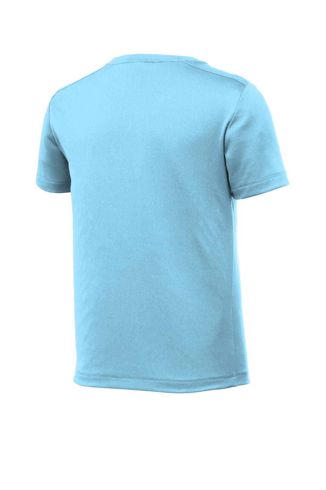 Rear View of Light Blue Sport-Tek Youth Posi-UV Pro Tee. YST420