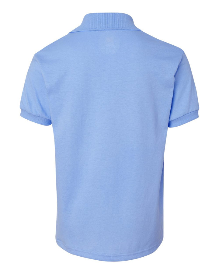 Rear View of Light Blue Youth Ecosmart® Jersey Polo - 054Y