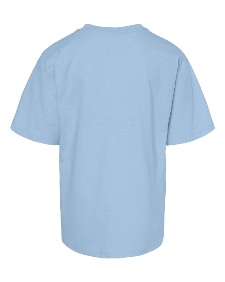 Rear View of Light Blue Youth Gold Soft Touch T-Shirt - 4850