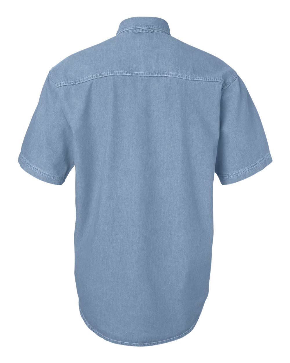 Rear View of Light Denim Denim Short Sleeve Shirt - 0211