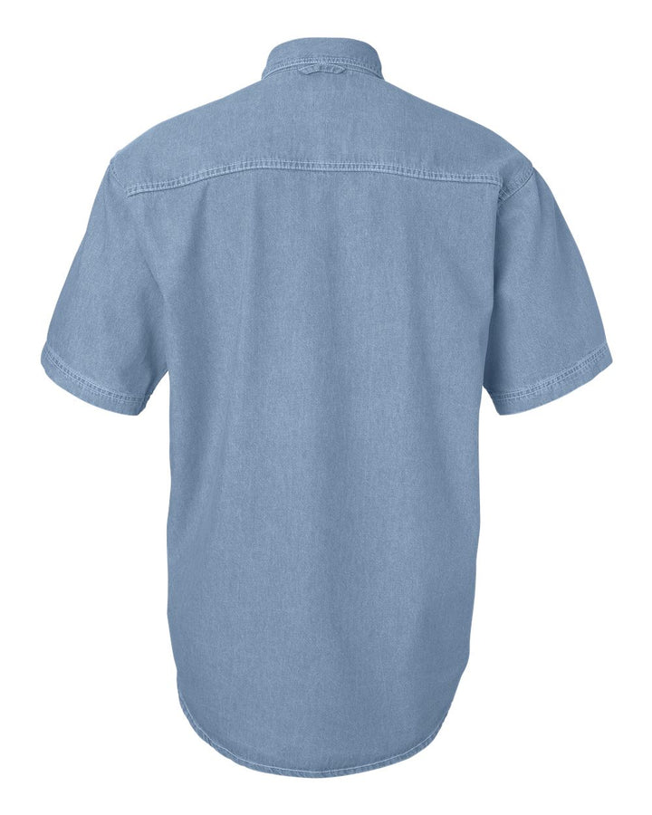 Rear View of Light Denim Denim Short Sleeve Shirt - 0211