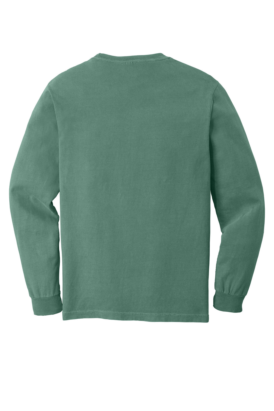 Rear View of Light Green COMFORT COLORS Heavyweight Ring Spun Long Sleeve Pocket Tee. 4410