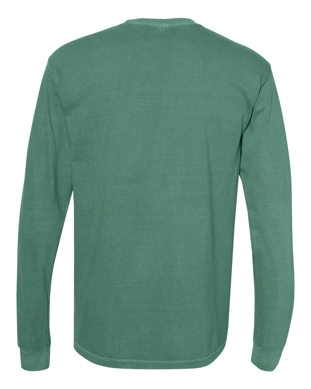 Rear View of Light Green Garment-Dyed Heavyweight Long Sleeve T-Shirt - 6014