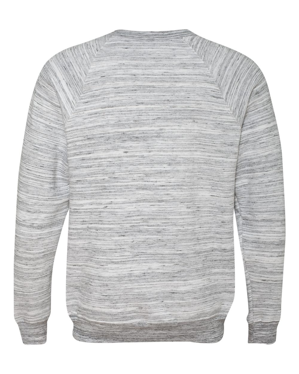 Rear View of Light Grey Marble Sponge Fleece Raglan Crewneck Sweatshirt - 3901