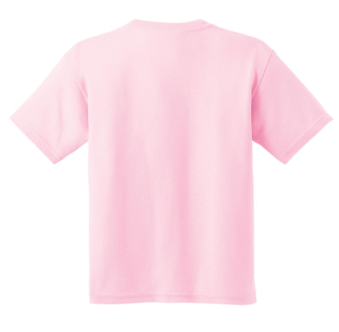 Rear View of Light Pink Gildan - Youth Heavy Cotton 100% Cotton T-Shirt. 5000B