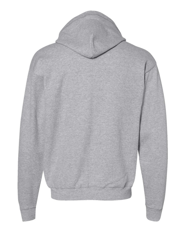 Rear View of Light Steel Ecosmart® Full-Zip Hooded Sweatshirt - P180