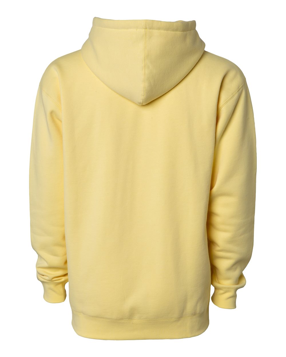 Rear View of Light Yellow Heavyweight Hooded Sweatshirt - IND4000