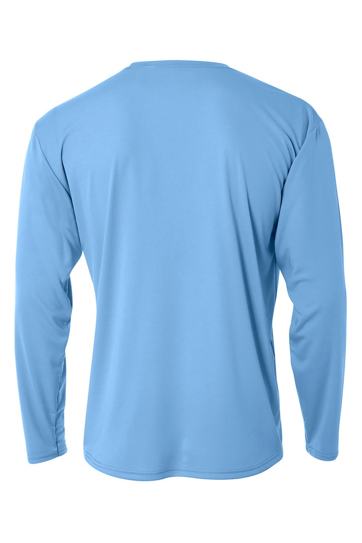 Rear View of LightBlue A4 Cooling Performance Long Sleeve Tee A4N3165