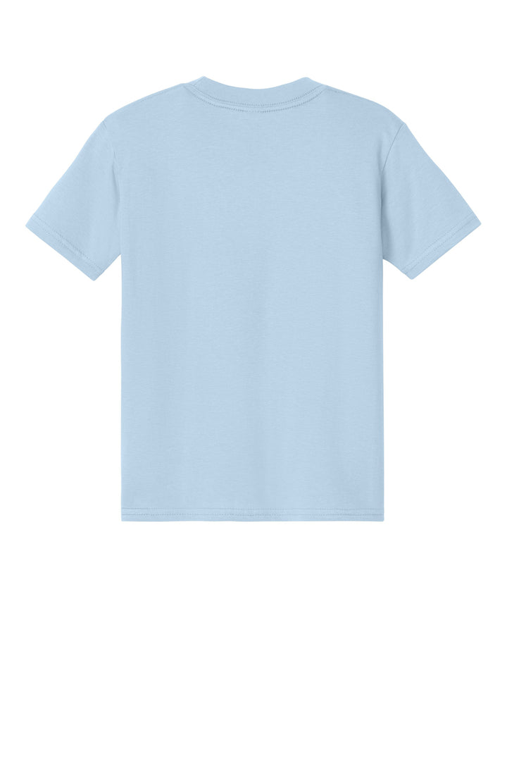 Rear View of LightBlue Gildan Youth Softstyle Midweight Tee 65000B