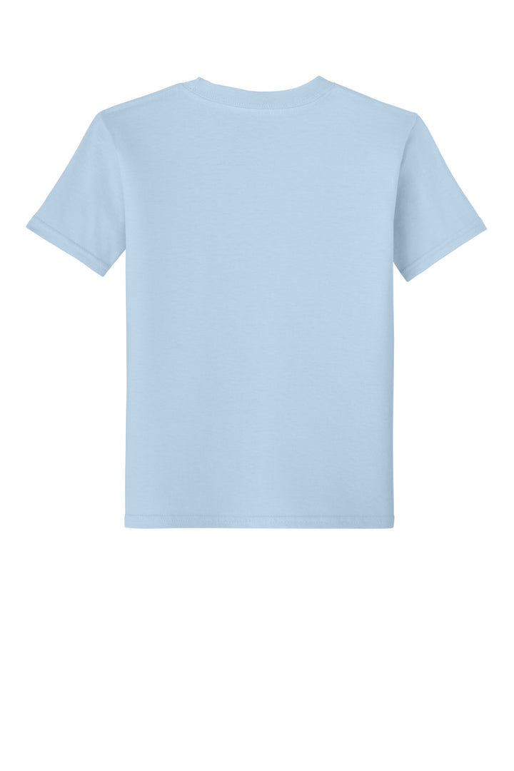 Rear View of LightBlue Gildan Youth Softstyle T-Shirt 64000B