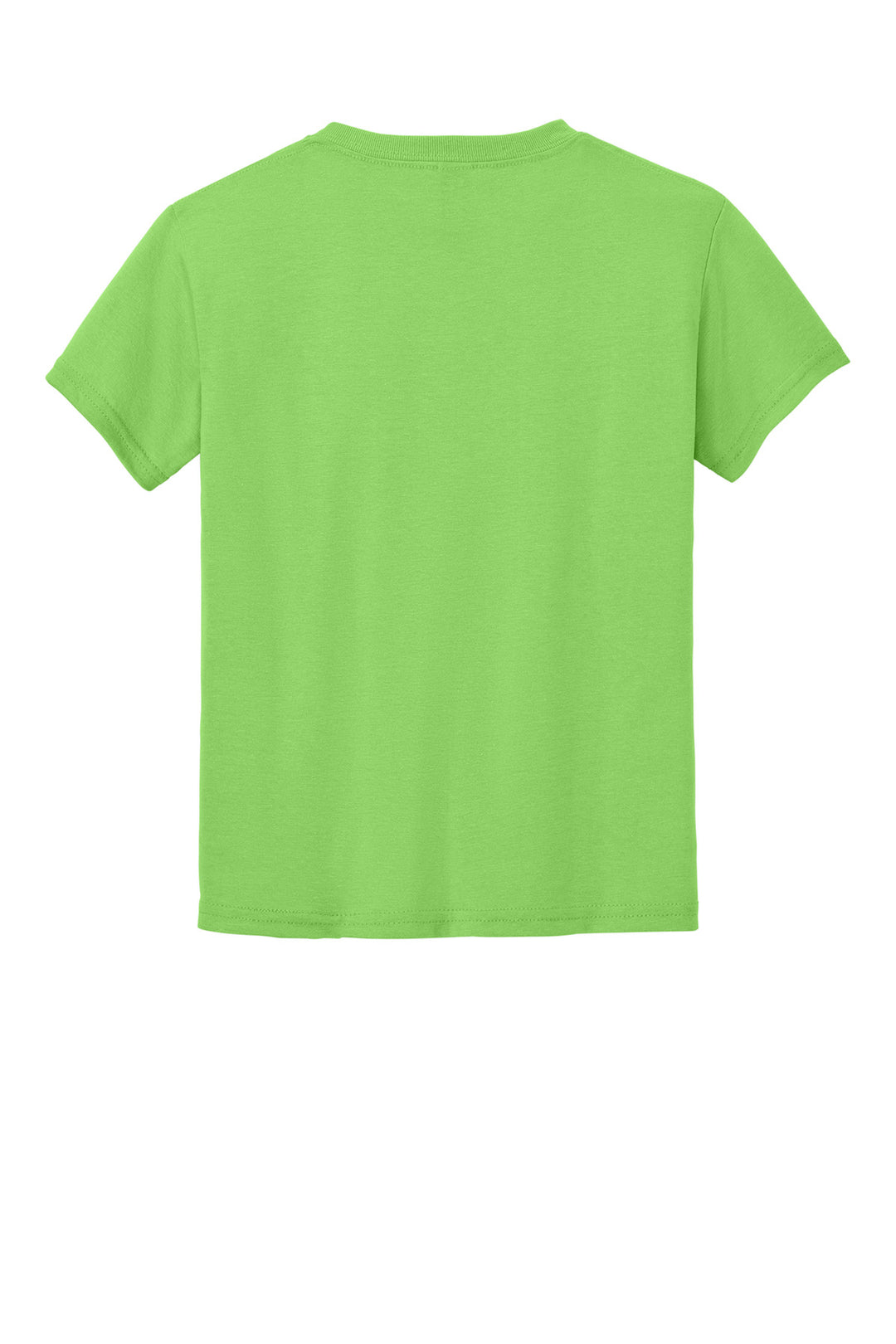Rear View of Lime Gildan Youth DryBlend 50 Cotton/50 Poly T-Shirt. 8000B