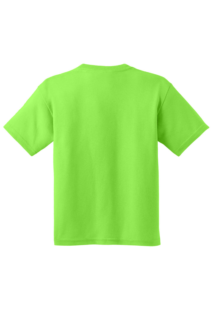 Rear View of Lime Gildan - Youth Heavy Cotton 100% Cotton T-Shirt. 5000B
