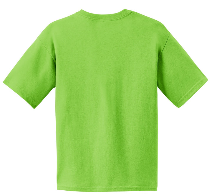 Rear View of Lime Gildan - Youth Ultra Cotton 100% US Cotton T-Shirt. 2000B