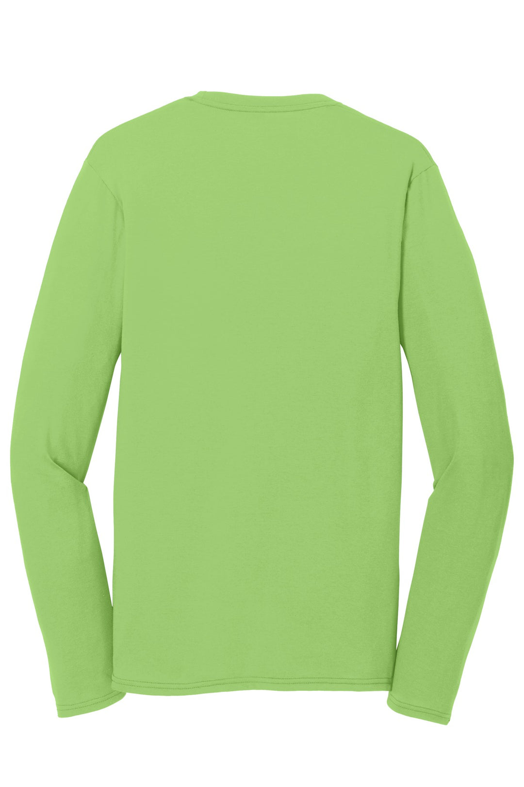 Rear View of Lime Port & Company Long Sleeve Performance Blend Tee. PC381LS