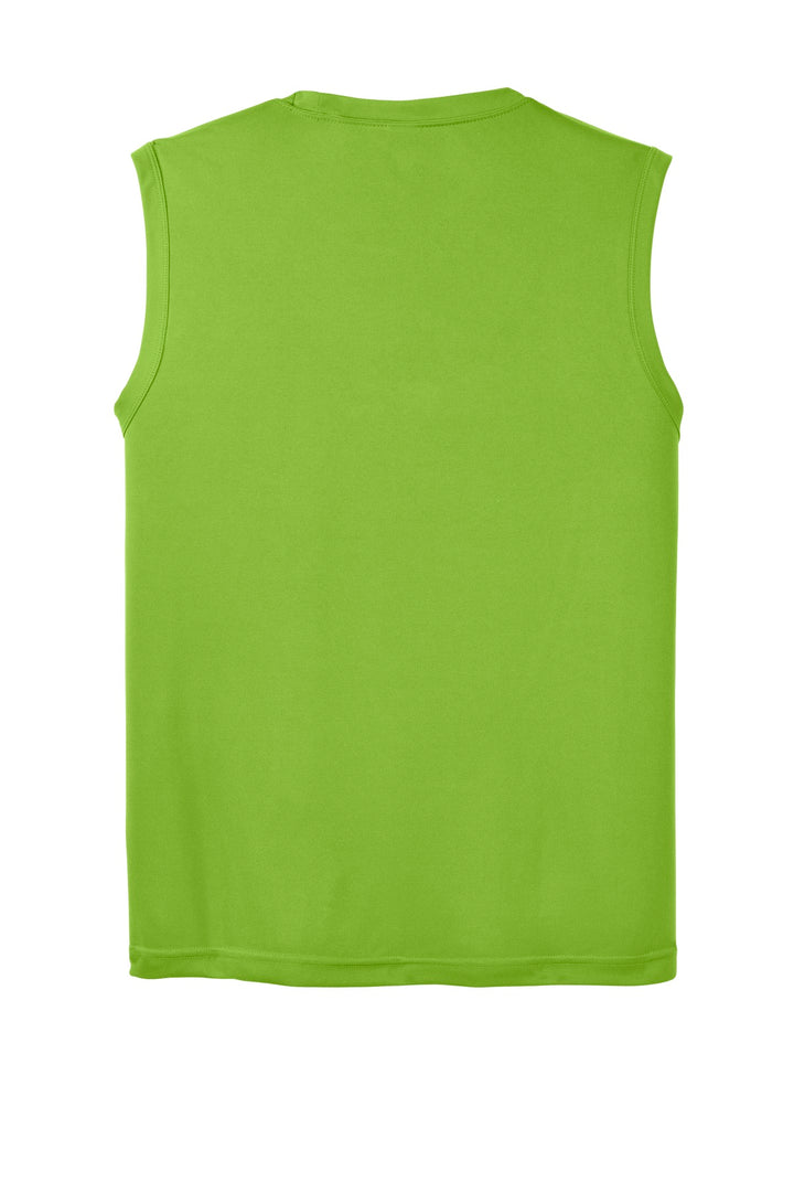 Rear View of Lime Shock Sport-Tek Sleeveless PosiCharge Competitor Tee. ST352