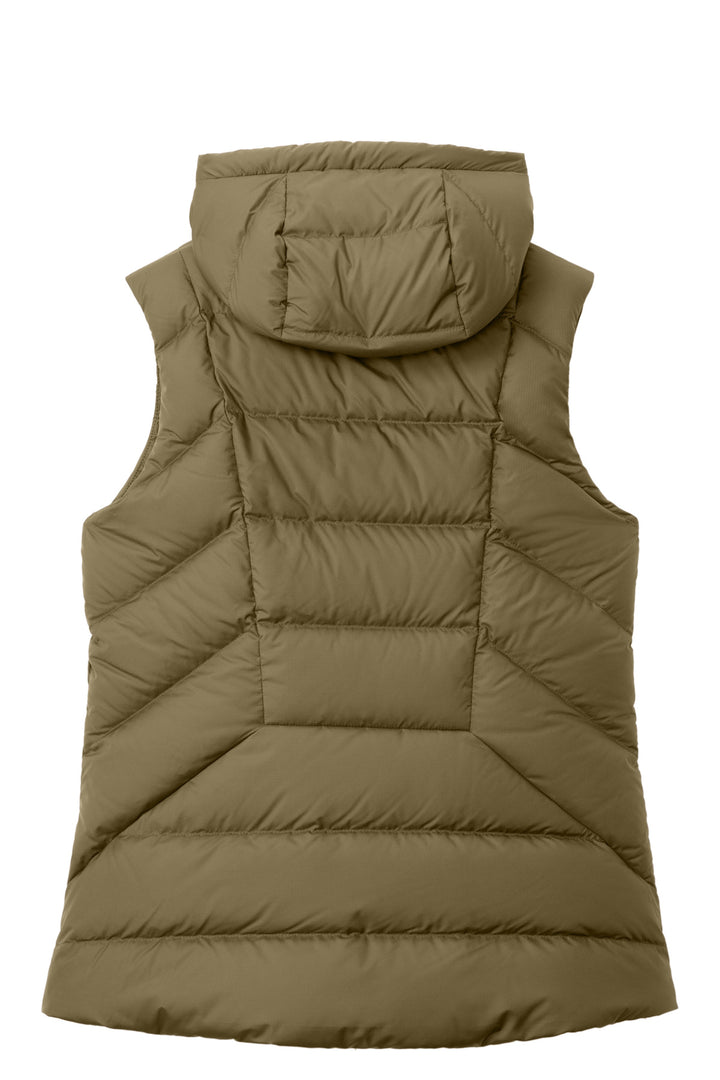 Rear View of Loden LIMITED EDITION Outdoor Research Women's Coldsnap Hooded Down Vest OR322218