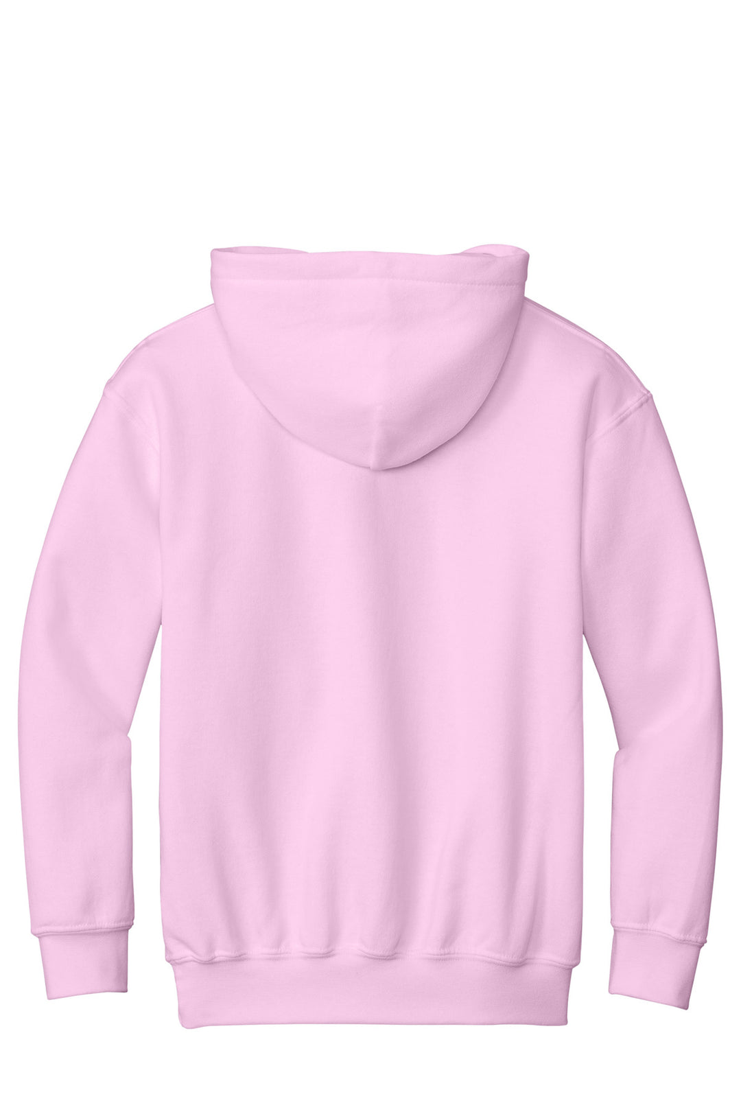 Rear View of LT PINK Gildan - Youth Heavy Blend Hooded Sweatshirt. 18500B