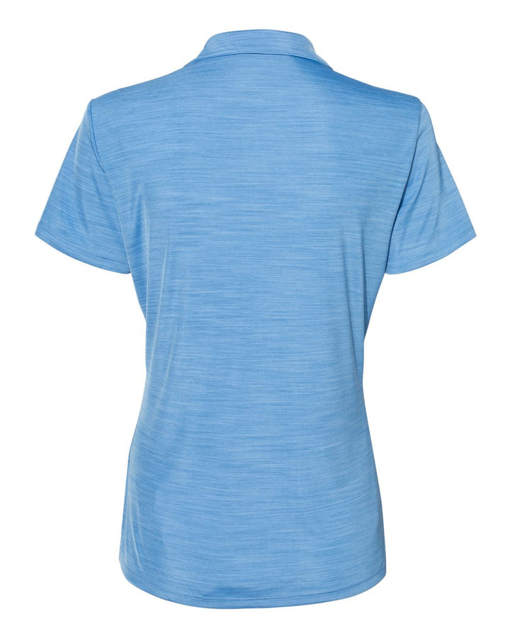 Rear View of Lucky Blue Melange Women's Mélange Polo - A403