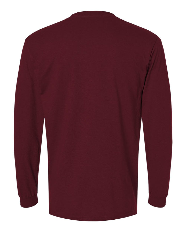 Rear View of Maroon DryBlend® 50/50 Long Sleeve T-Shirt - 8400
