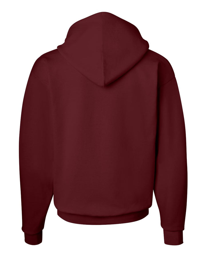 Rear View of Maroon Ecosmart® Hooded Sweatshirt - P170