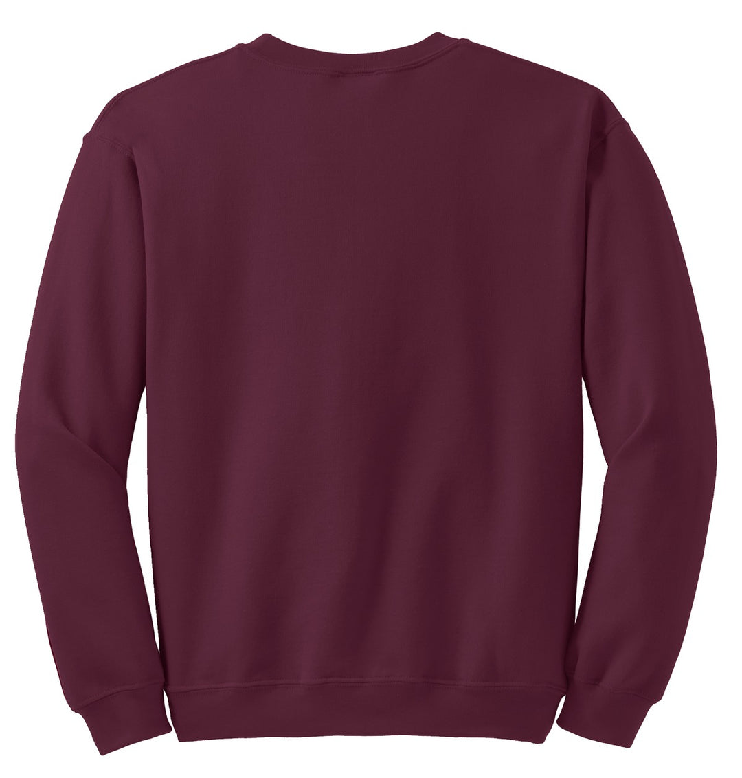 Rear View of Maroon Gildan Heavy Blend Crewneck Sweatshirt. 18000