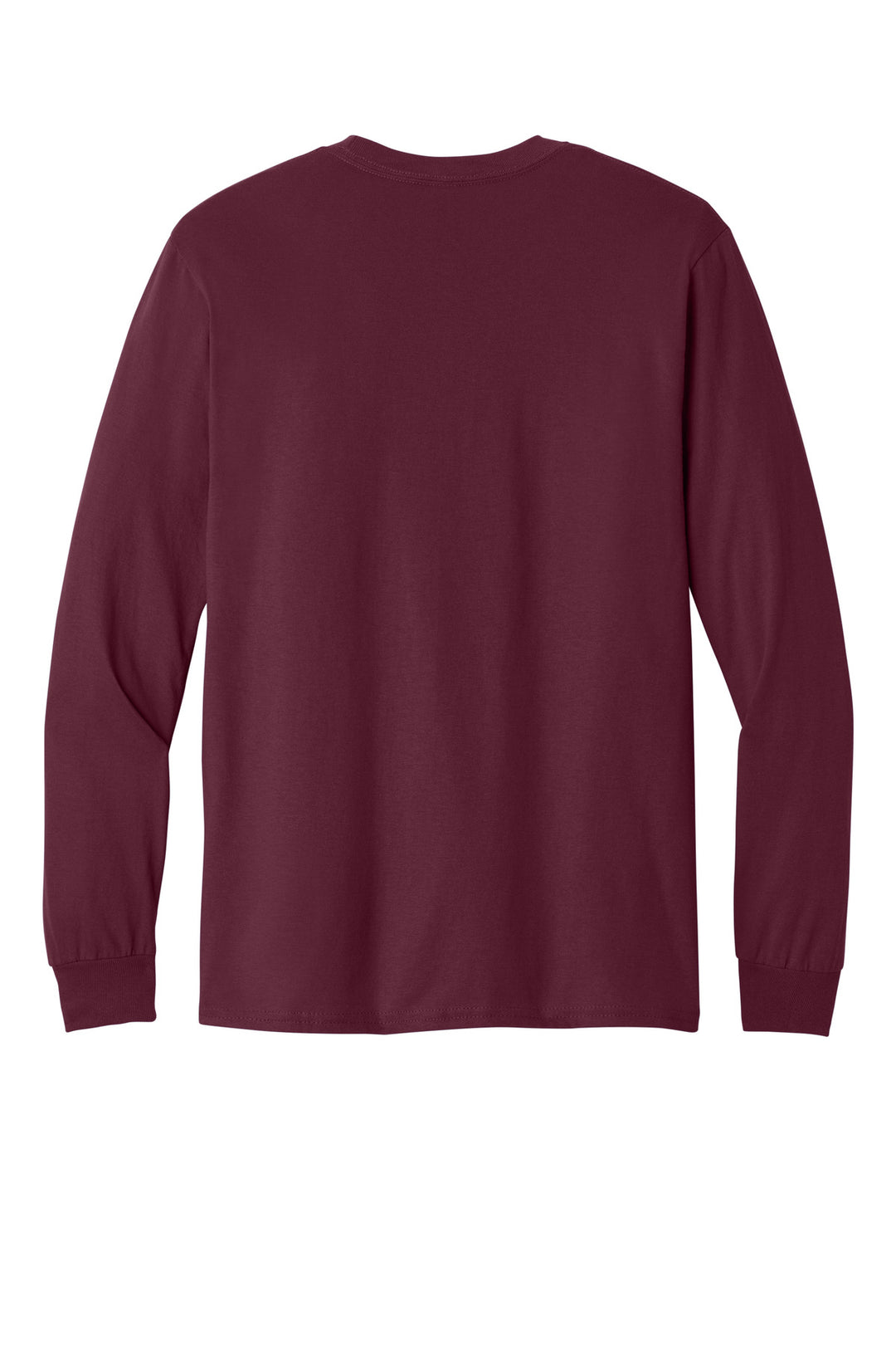 Rear View of Maroon Gildan - Heavy Cotton 100% Cotton Long Sleeve T-Shirt. 5400