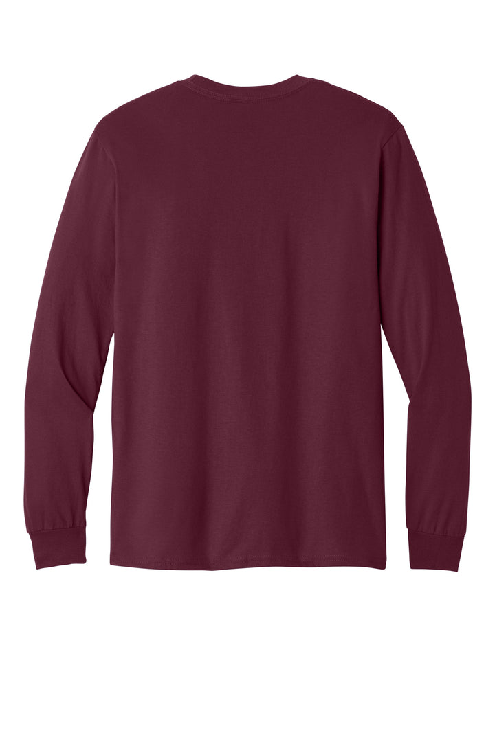 Rear View of Maroon Gildan - Heavy Cotton 100% Cotton Long Sleeve T-Shirt. 5400