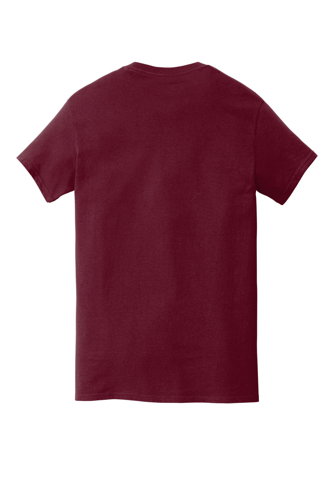 Rear View of Maroon Gildan Heavy Cotton 100% Cotton Pocket T-Shirt. 5300