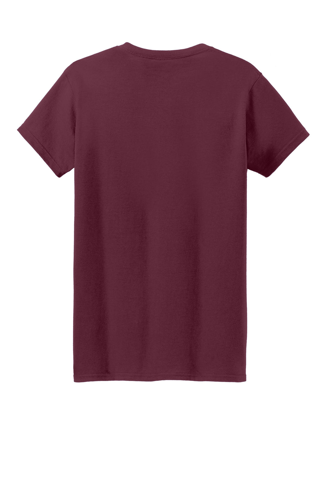 Rear View of Maroon Gildan Women's Heavy Cotton 100% Cotton T-Shirt. 5000L