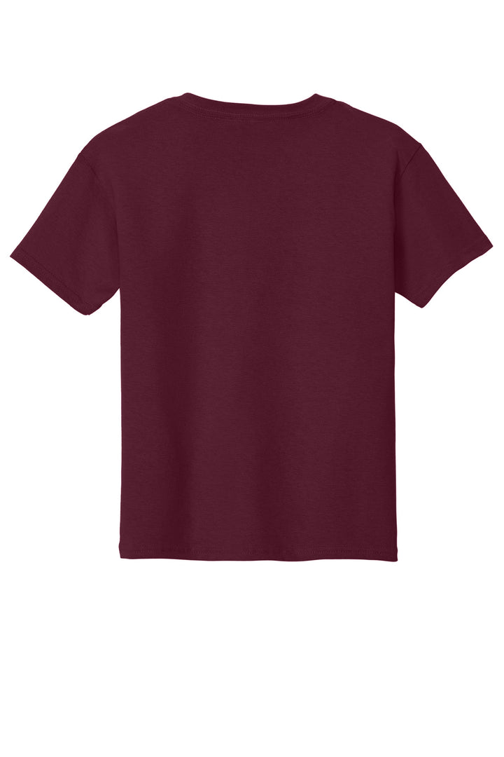 Rear View of Maroon Gildan - Youth Heavy Cotton 100% Cotton T-Shirt. 5000B