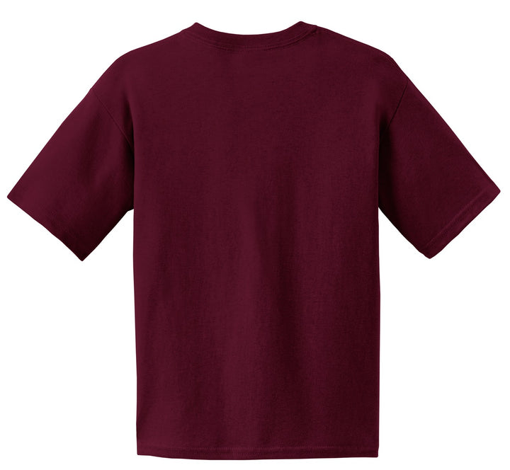 Rear View of Maroon Gildan - Youth Ultra Cotton 100% US Cotton T-Shirt. 2000B