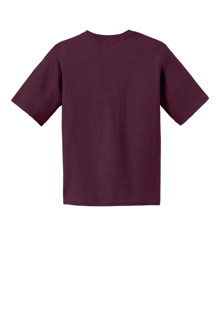 Rear View of Maroon Gildan - Youth Ultra Cotton 100% US Cotton T-Shirt. 2000B