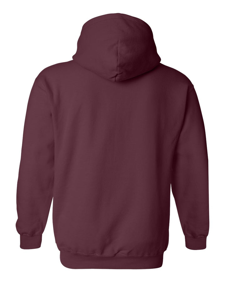 Rear View of Maroon Heavy Blend™ Hooded Sweatshirt - 18500
